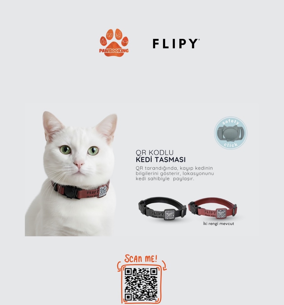 FLİPY QR KODLU KEDİ BOYUN TASMASI*5